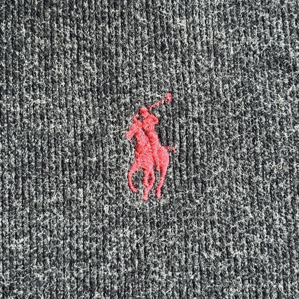 Ralph Lauren Dark Charcoal Gray Quarter-Zip Polo with Red Pony Logo - Picture 3 of 16
